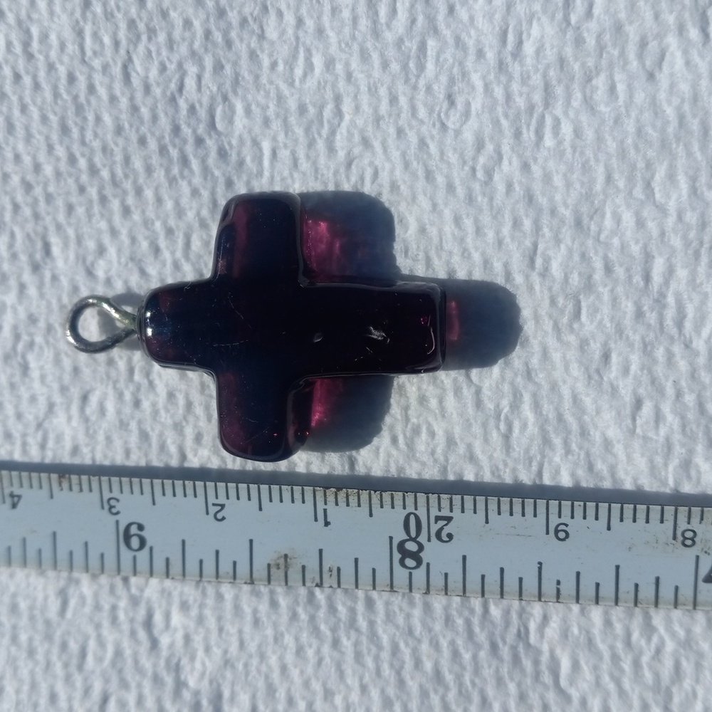 Final Price! Purple Glass Cross Pendant